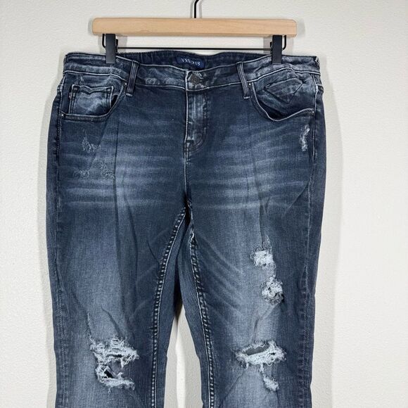 Vigoss The Thompson Tomboy Jeans Stretch Distressed Washed Black Plus Size 16 - Picture 2 of 8